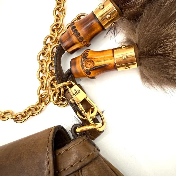 Gucci Small Brown Fur Accent Smilia Bag